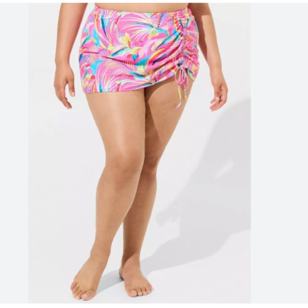Torrid Pink Multi Swirl Swim Skirt